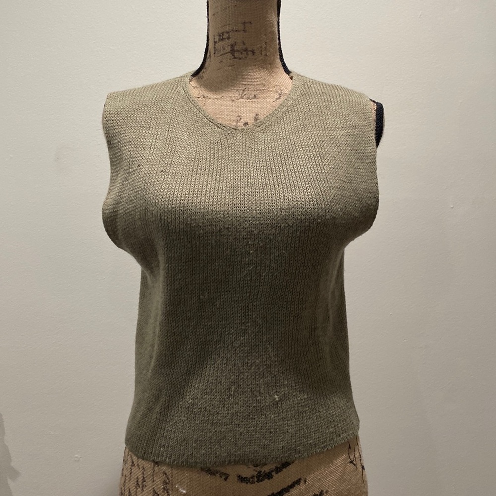 Max Studio Knitted Green Top with Buttons Going Down The Back